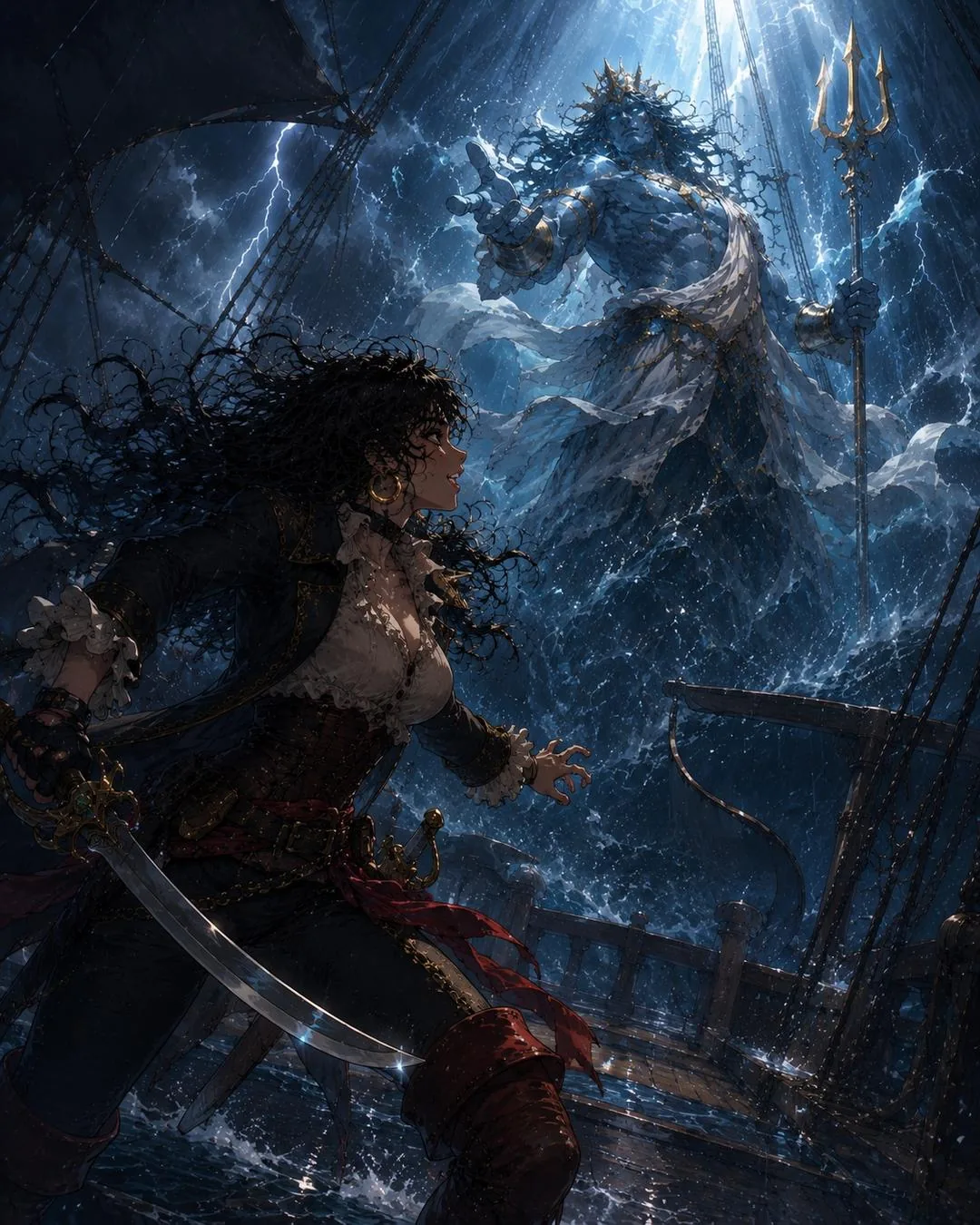 Sally facing Proto-Poseidon during the storm